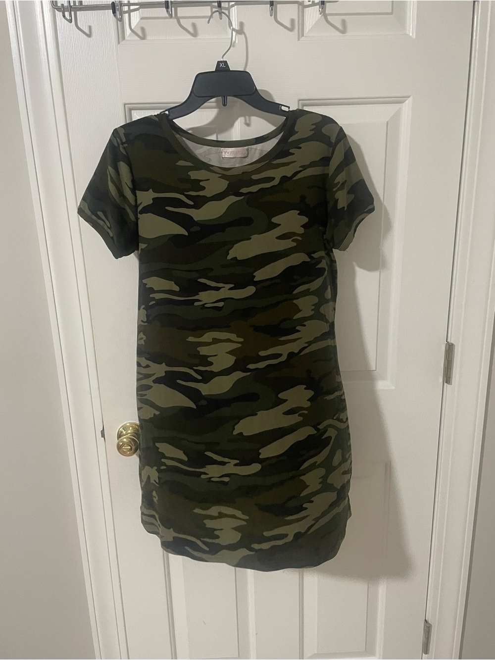 Camo Short Sleeve Shift Dress - Olive & Dark Green’s large